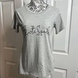 Kate Spade New York Light Gray Short Sleeve Tee Holiday String Lights S